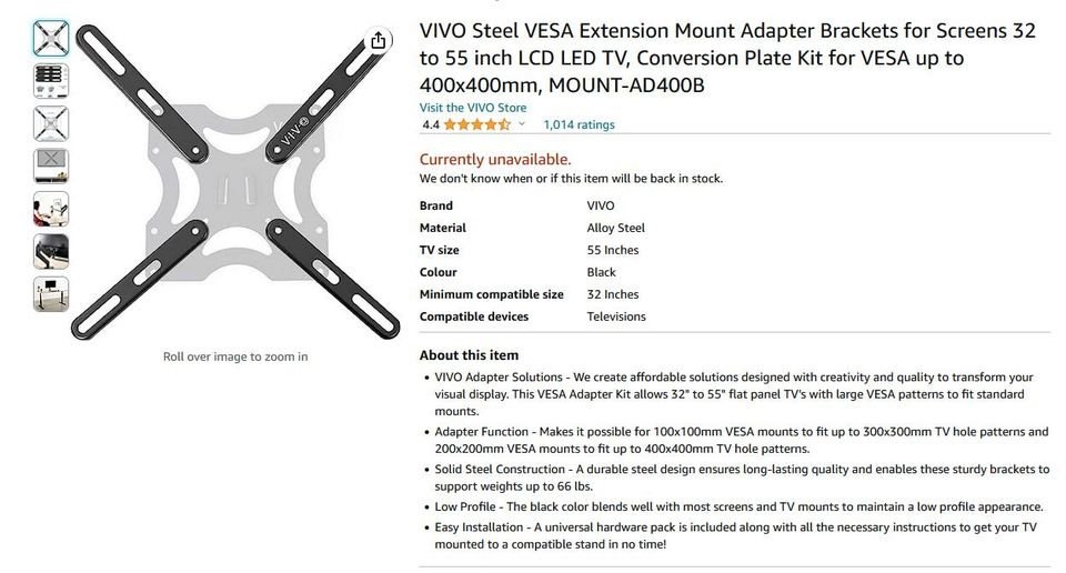 VESA Mount Adapter, VIVO Steel Adapter, Brackets for Screens