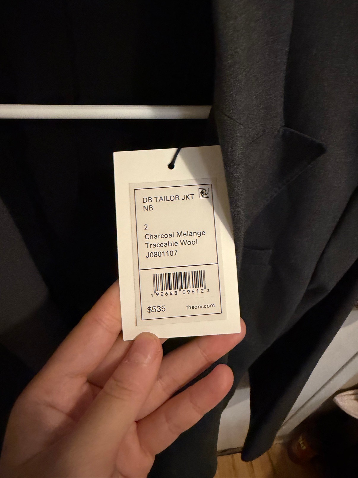 Theory Double Breasted Blazer Charcoal Wool Sz 2 NWT - photo 3