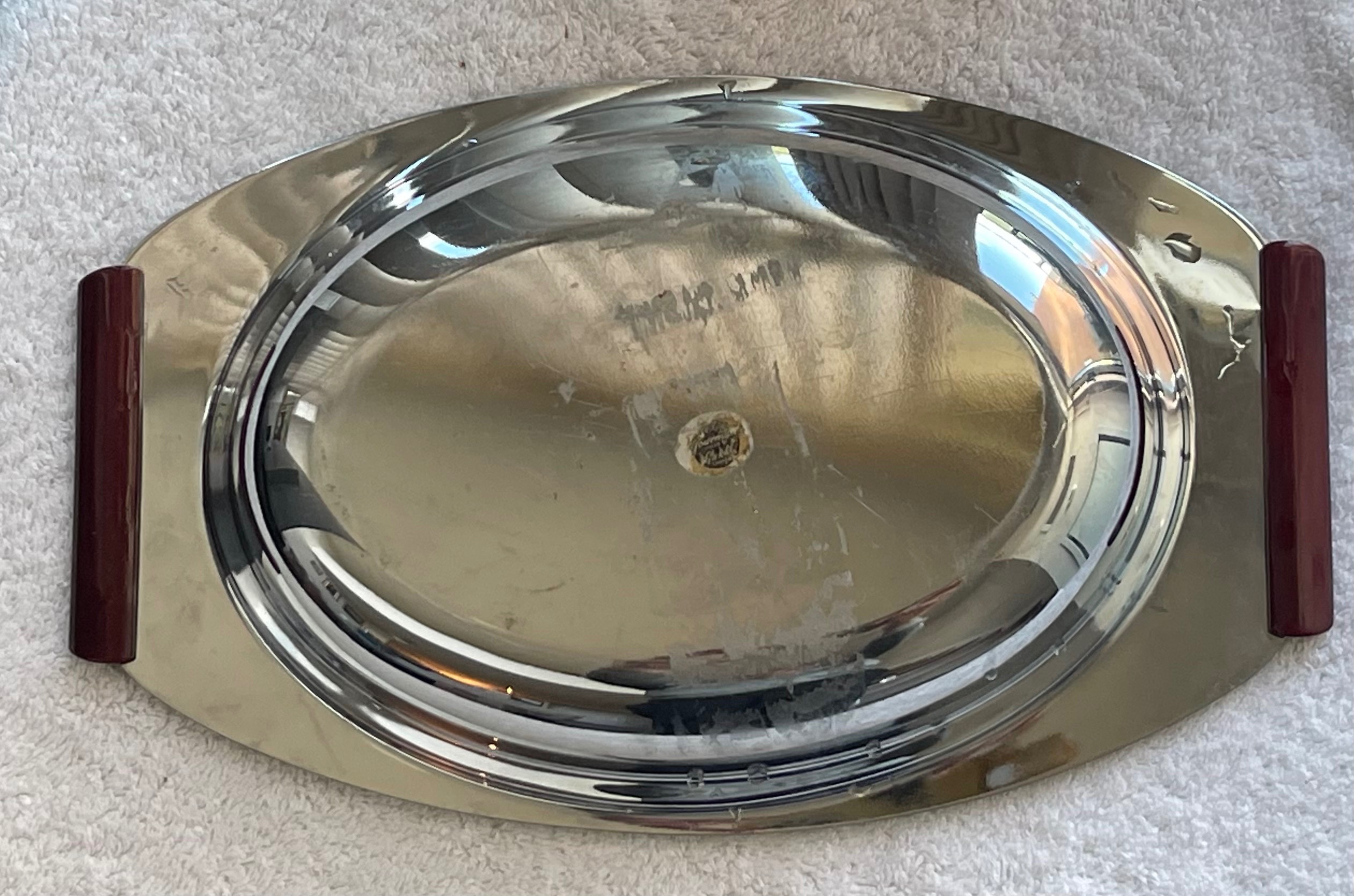 Vintage MCM Glo-Hill Chrome Dish w/ Red Bakelite - photo 5