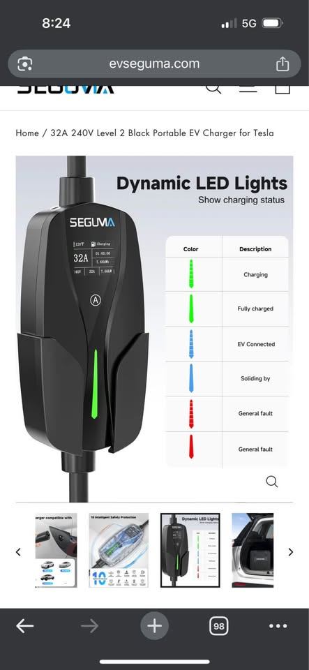 240V Level 2 Black Portable EV Charger for Tesla - USED - photo 2