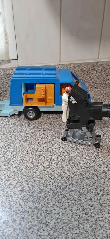 Vintage 1977 309 Fisher Price plastic toy TV reporting van car.