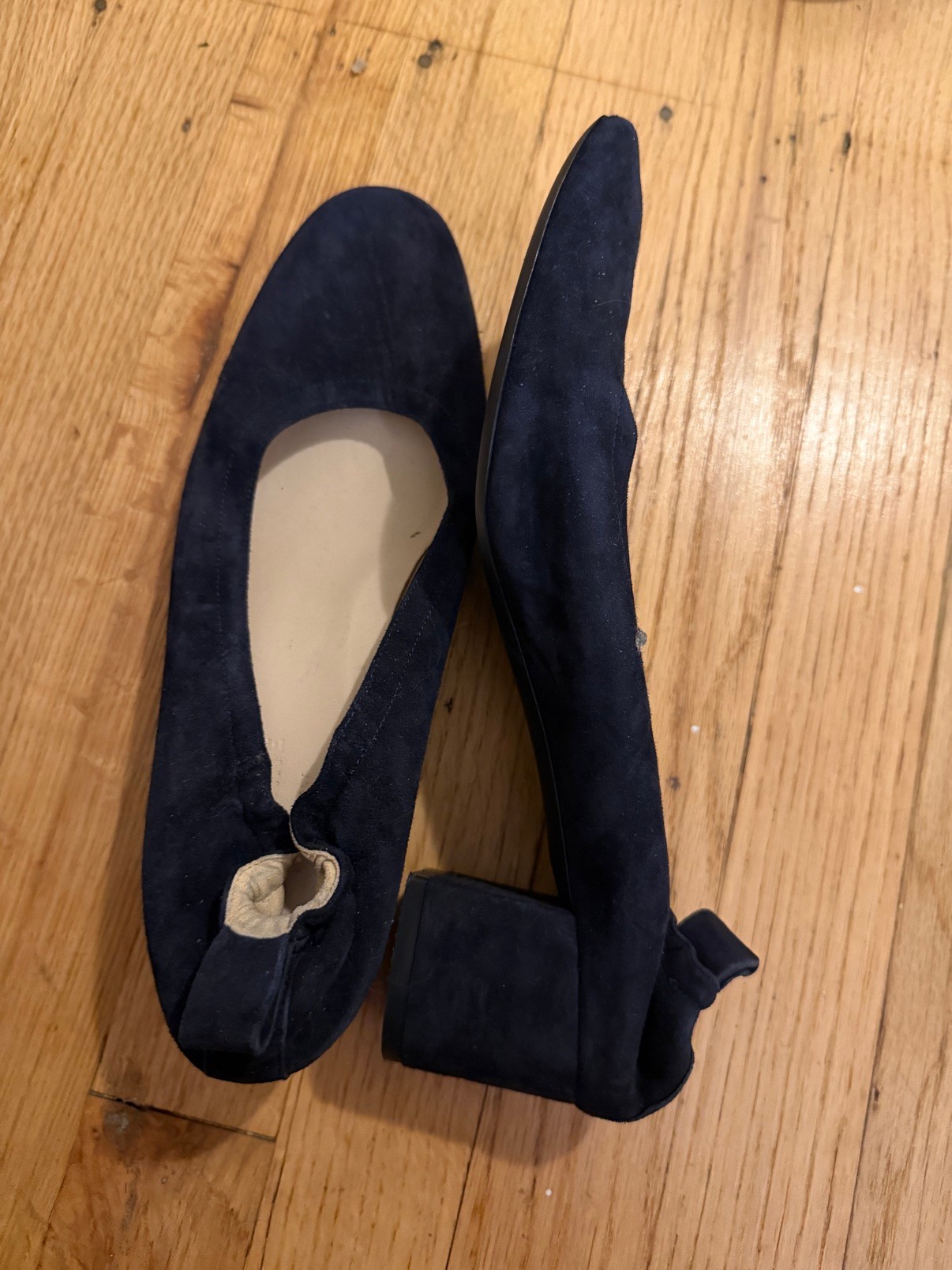 Everlane Navy Suede Ballet Flats Bow Sz 40 - photo 2