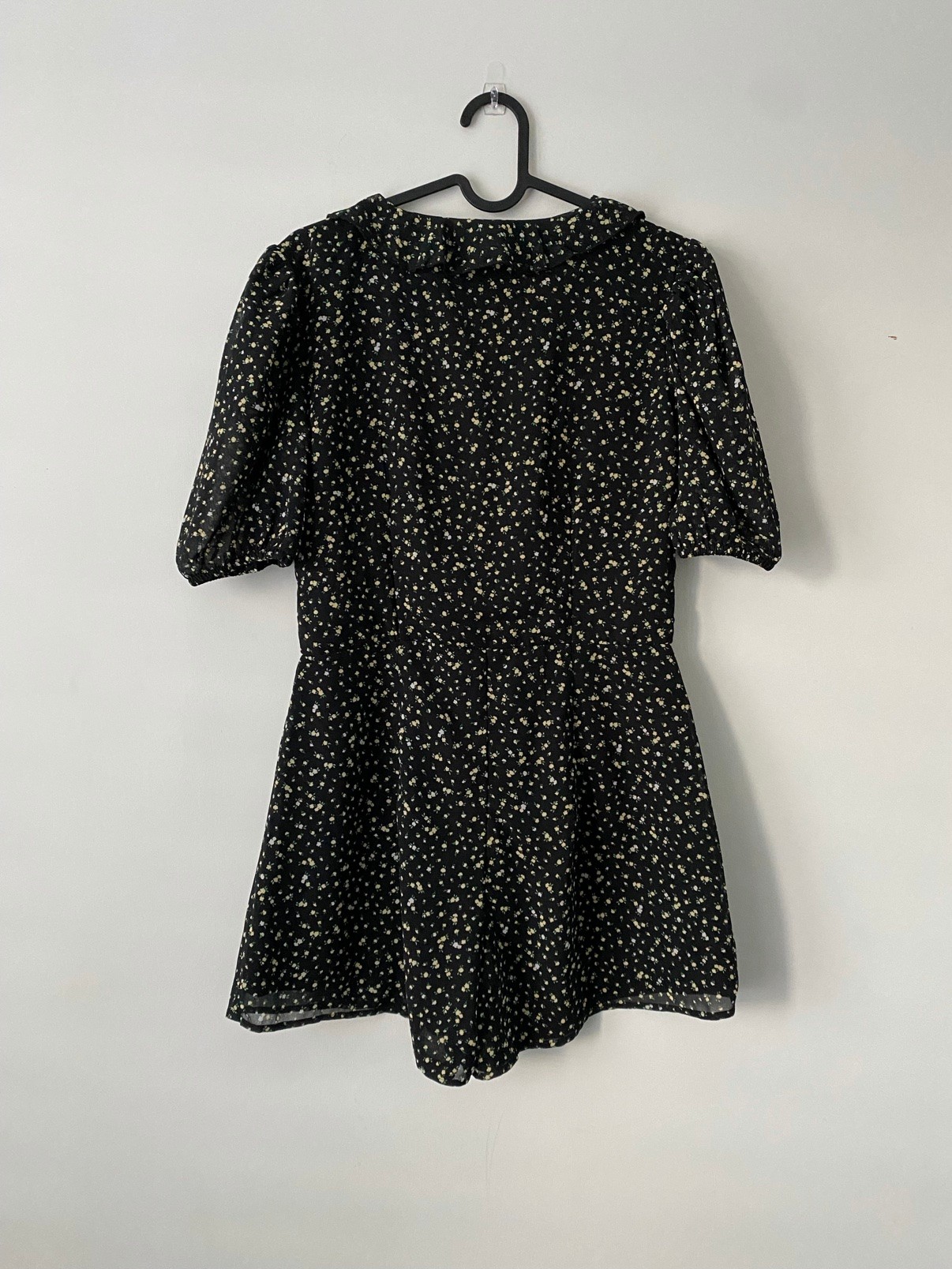 H&M Divided Black Floral Puff-Sleeve Mini Dress, UK 8 - photo 2
