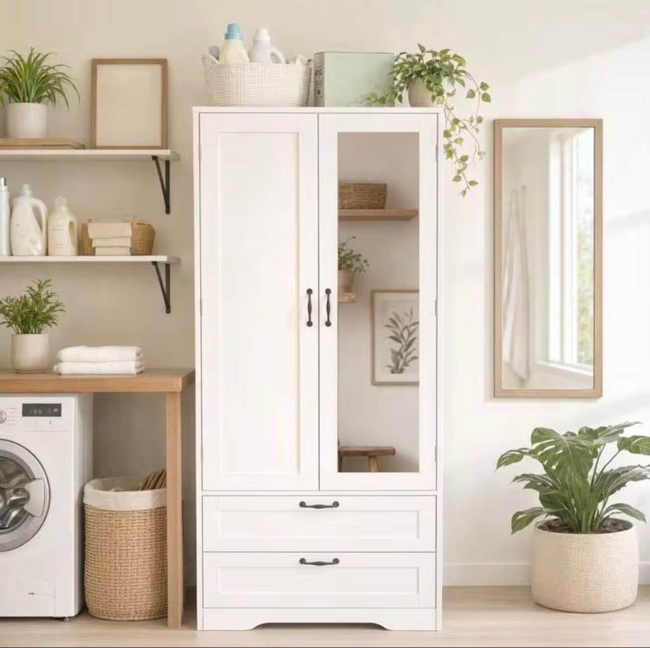White Wardrobe with Mirror Door & 2 Drawers - Brand New - photo 3