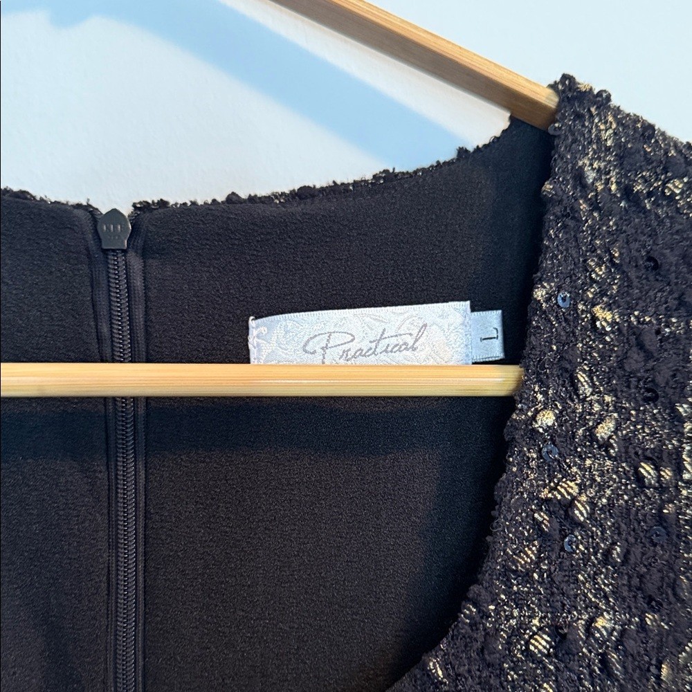 Chic Black and Gold Tweed Mini Dress - photo 3