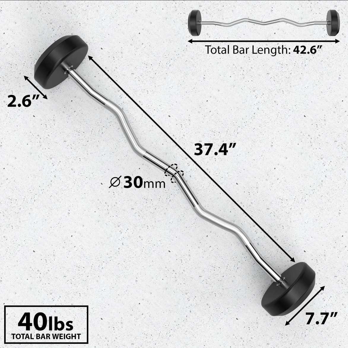 Synergee Fixed 40 lb Easy Curl Bar Weight - photo 3