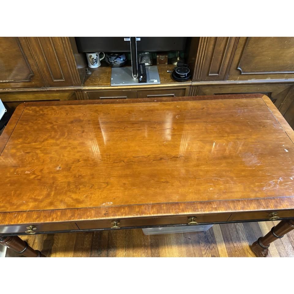 Baker Furniture English Regency 3 Drawer Writing Desk Paw Feet - photo 4
