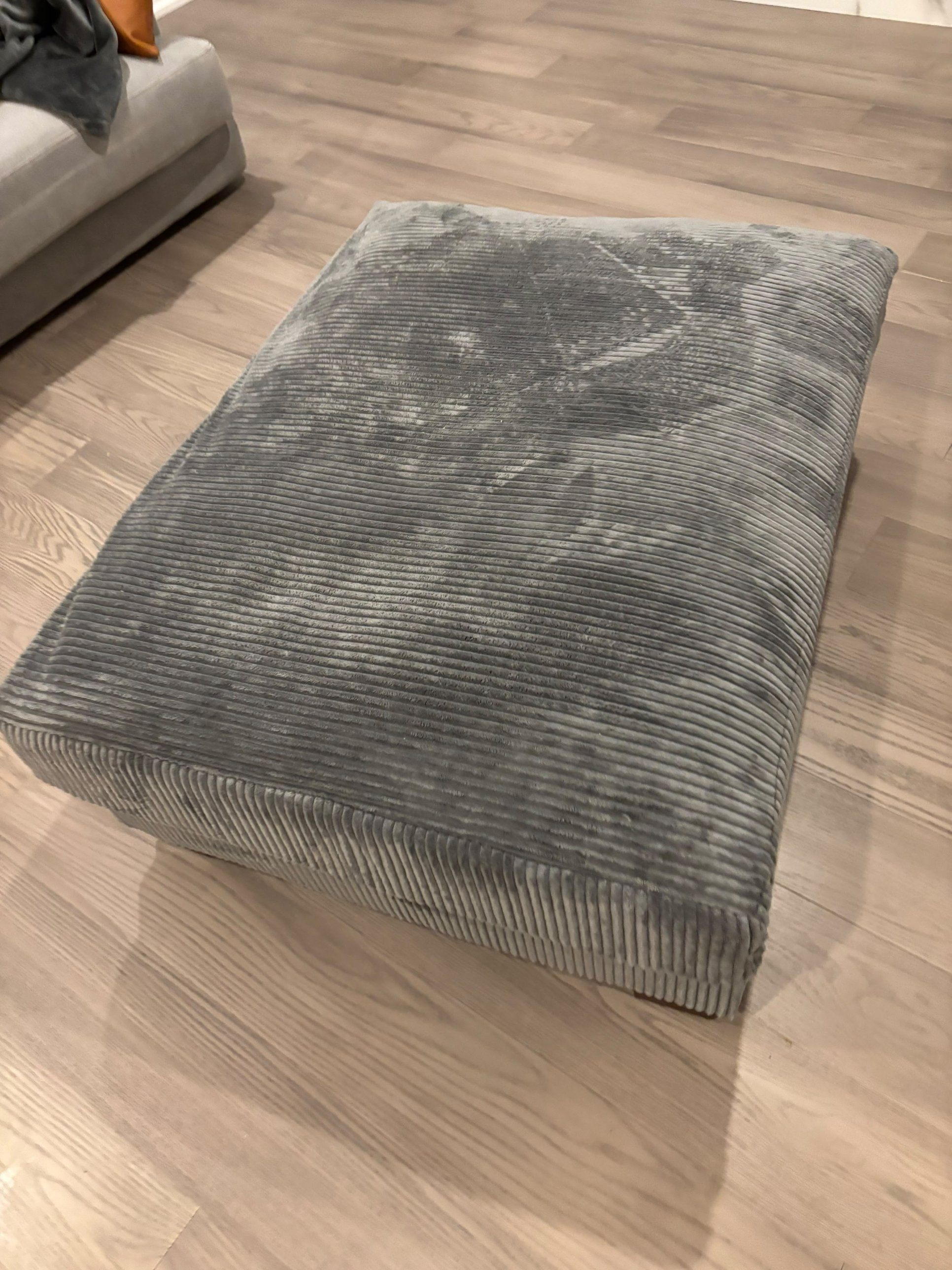 Large Grey Corduroy Ottoman / Coffee Table Bench - photo 4
