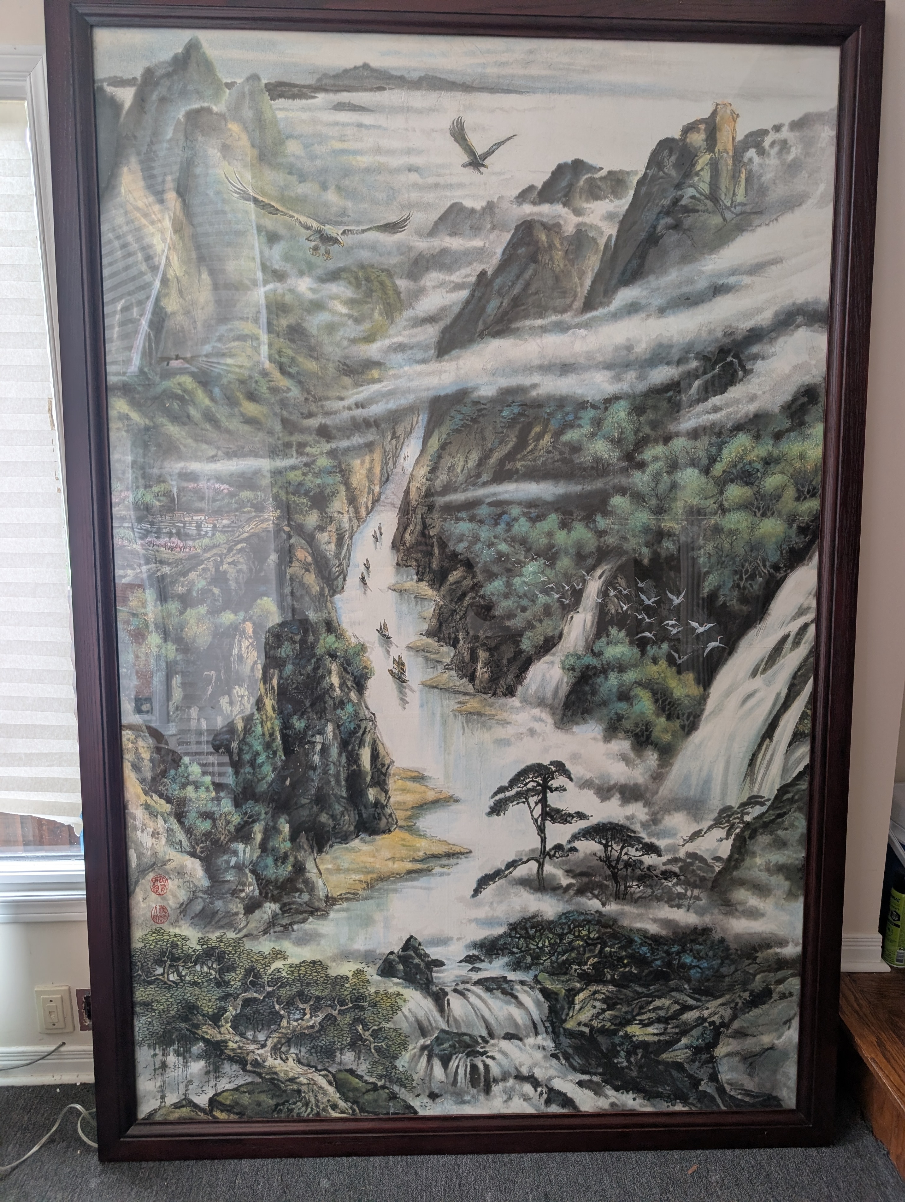 Large Framed Chinese Landscape Wall Art