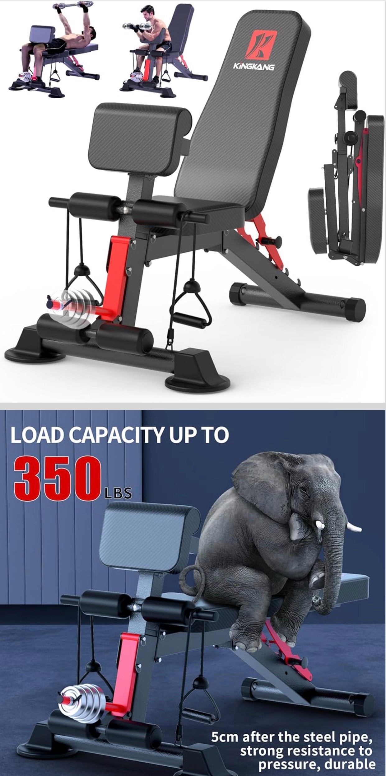 Adjustable Workout Bench Foldable Incline Decline Load 500LBS