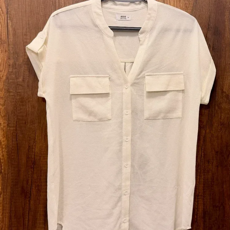 Ardene Button-Up Blouse — Cream, Size S (New)