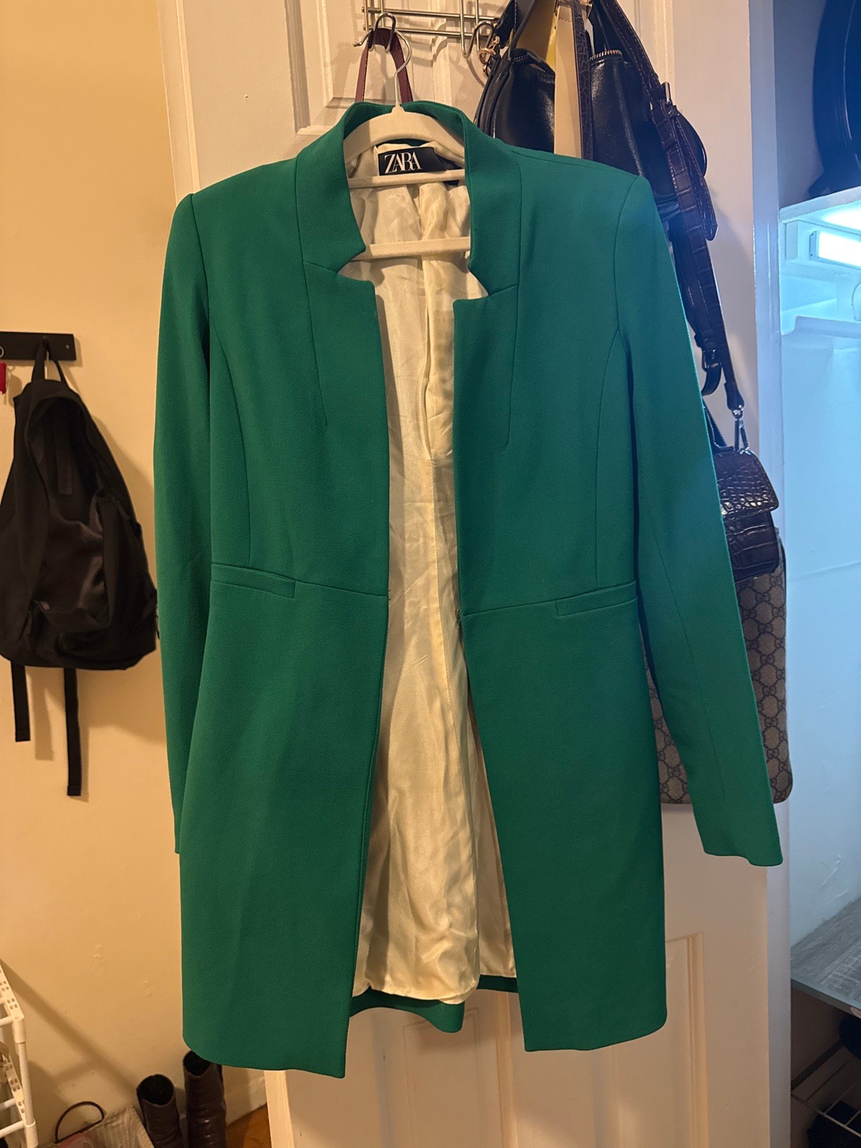 Zara Green Open-Front Coat — Size S