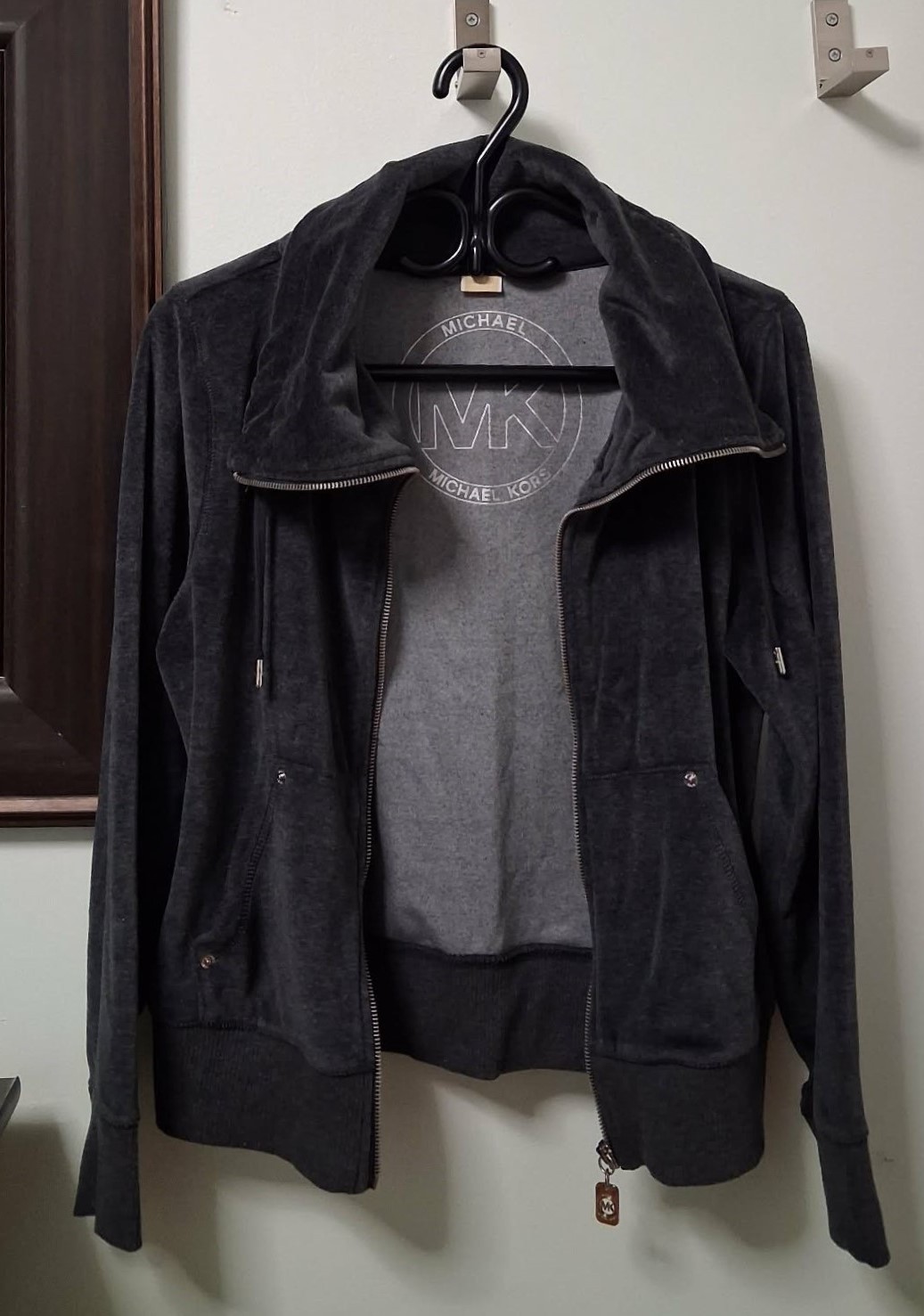 Michael Kors Gray Velour Full Zip Jacket - Excellent Condition - photo 3