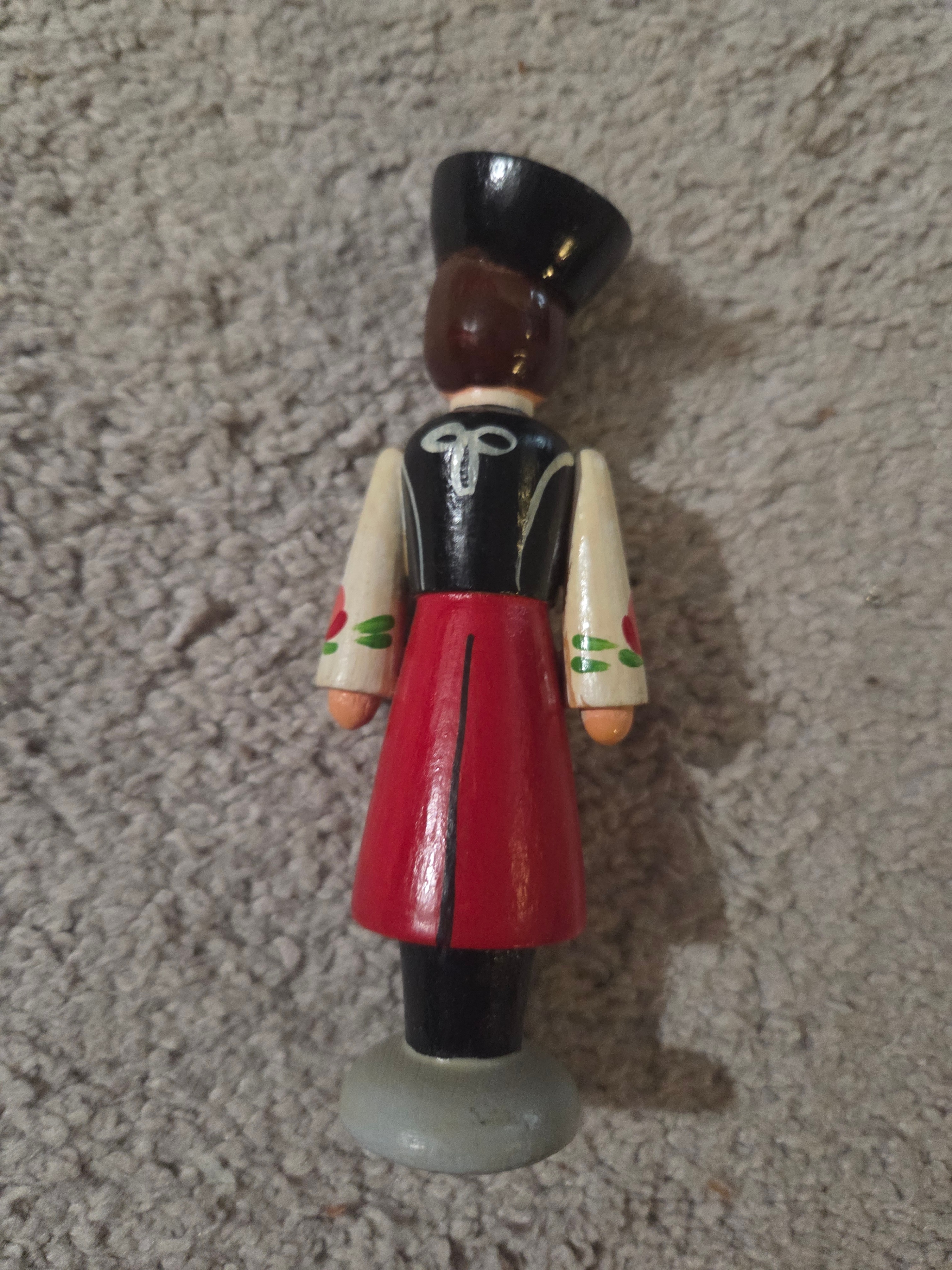 Vintage Painted Wooden Peg Doll in Folk Costume, 5" H - photo 2