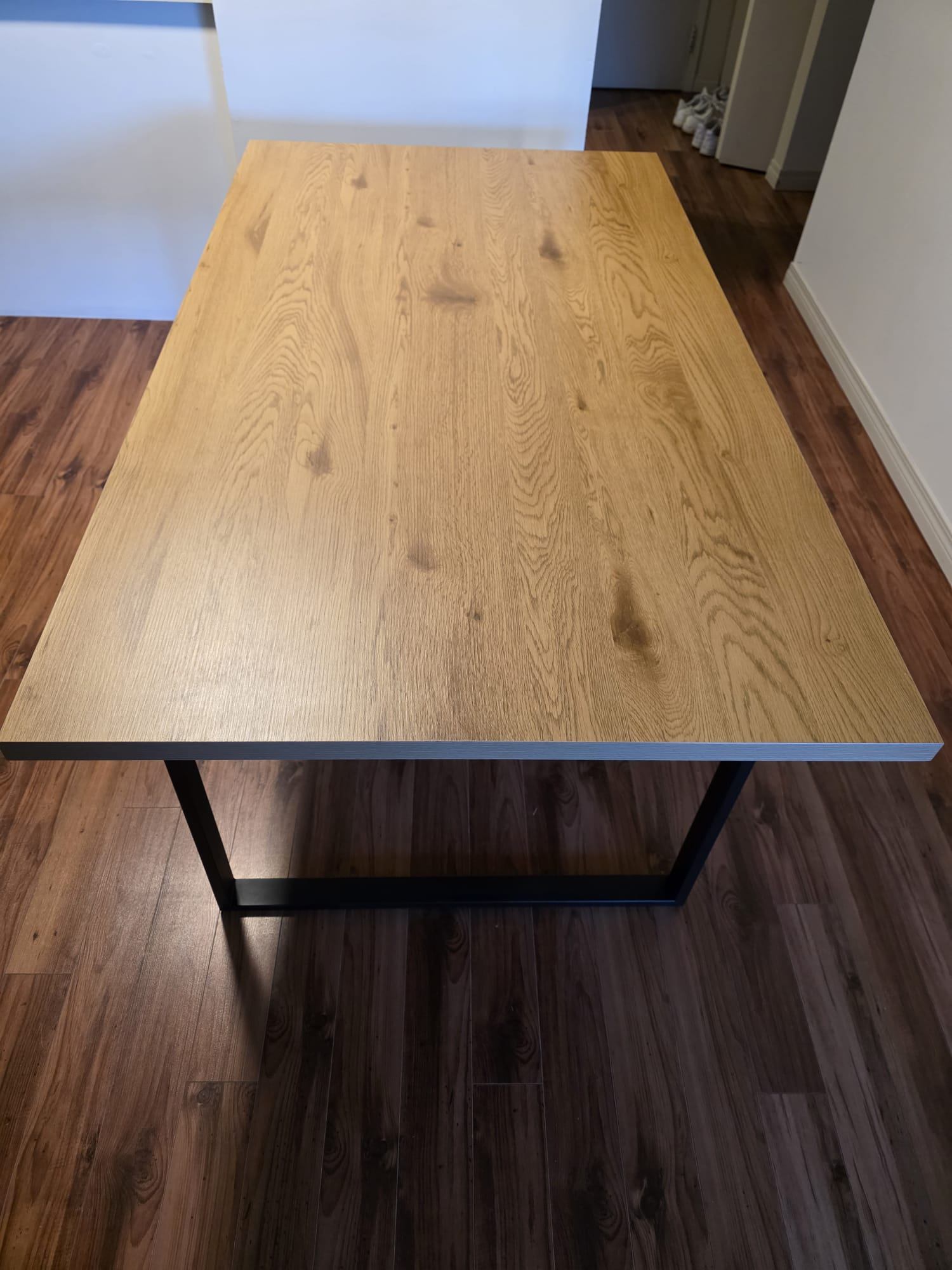 Oak Dining Table with Black Metal Legs – 3 x 5.5 ft - photo 3