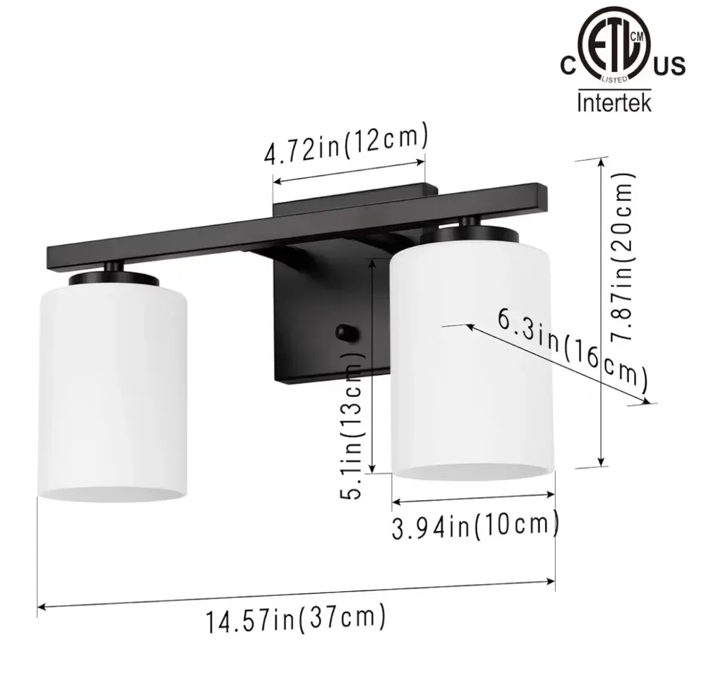 Bathroom Vanity Light - Black Finish New