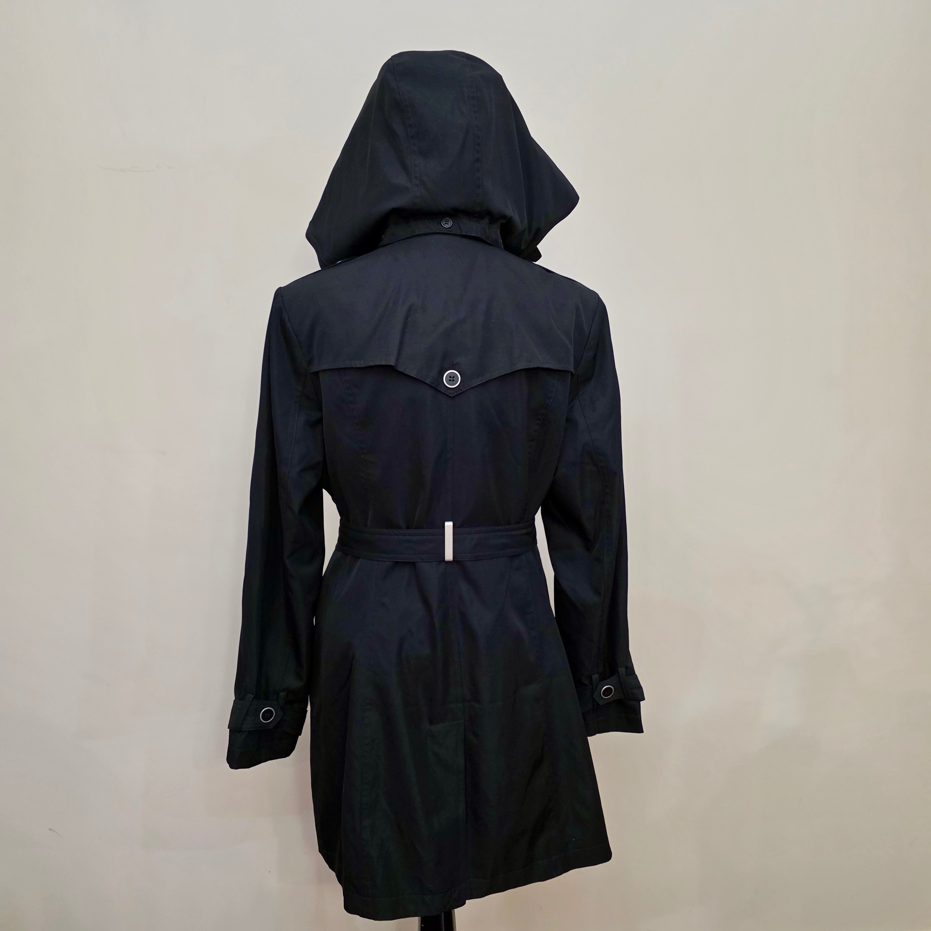Roz & Ali Women’s Black Hooded Trench Coat Large - photo 4