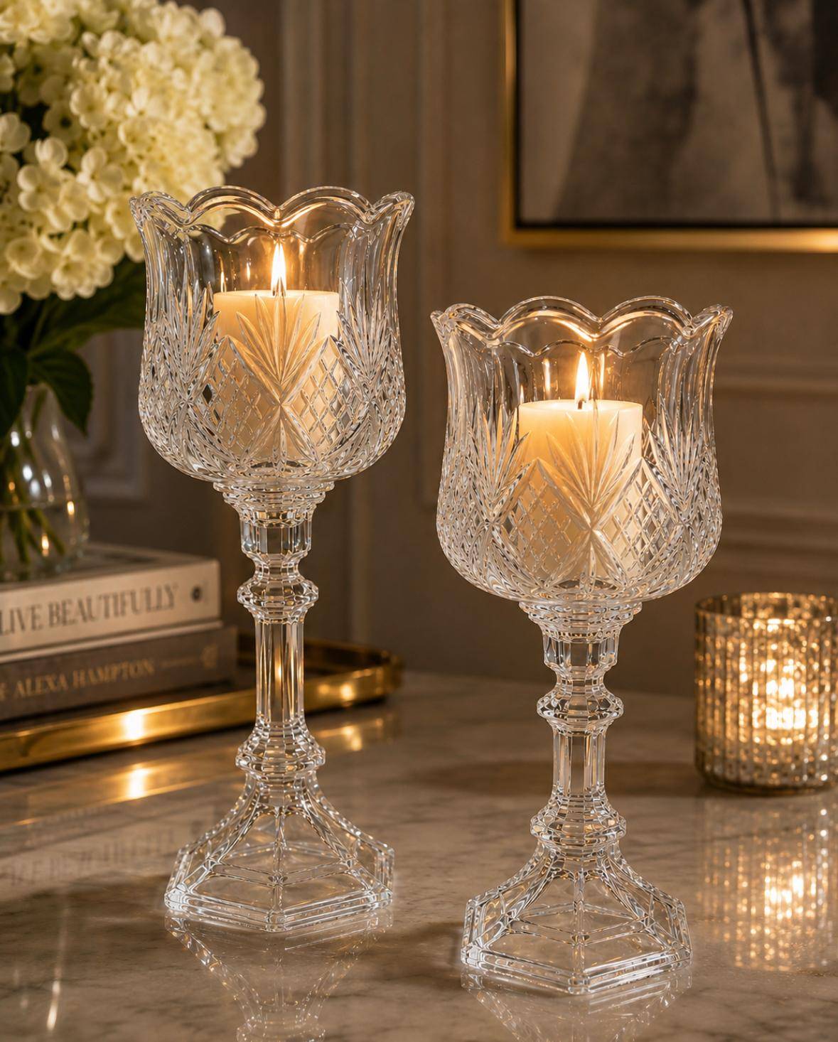 Hurricanes Glass Candle Holders set