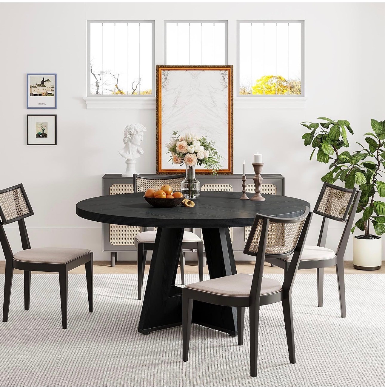 Round Black Dining Table 47" – Modern Pedestal, New - photo 2