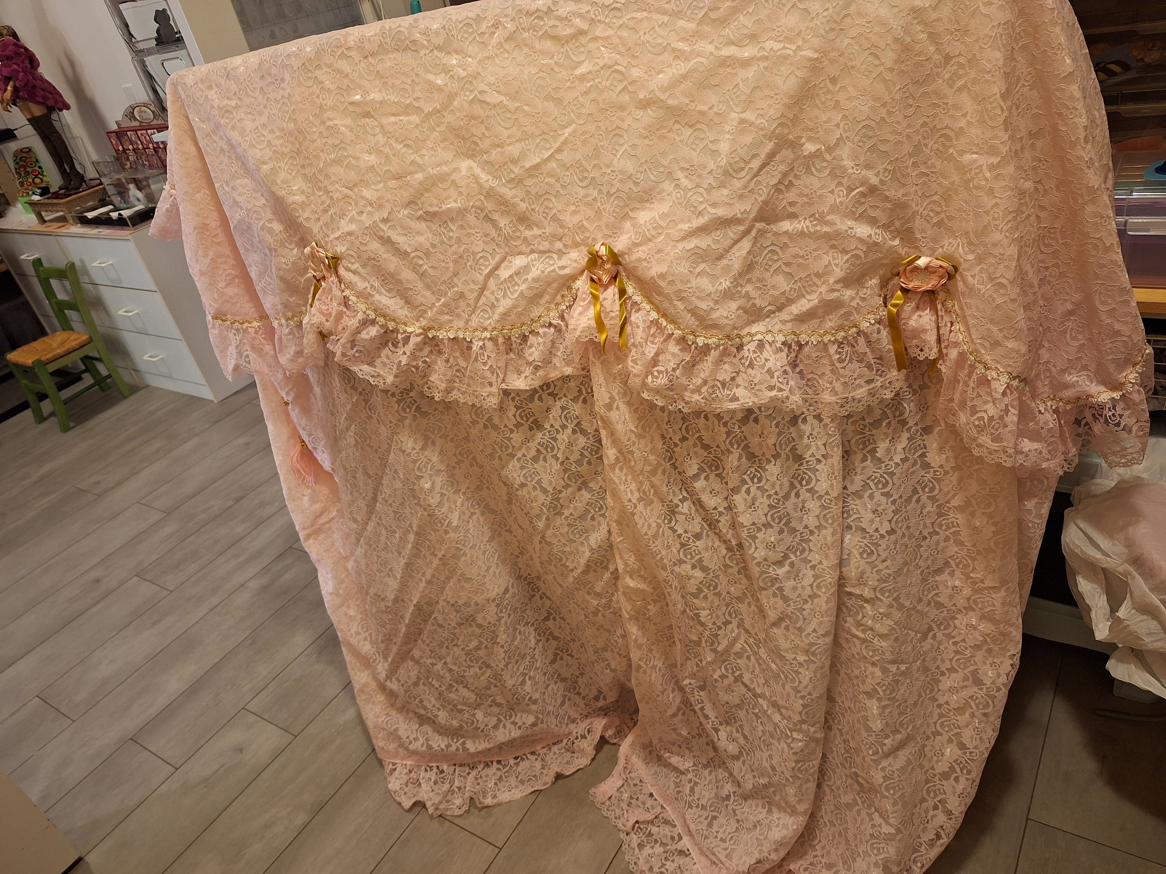 Pink Lace Upright Piano Cover + Pedal Cover