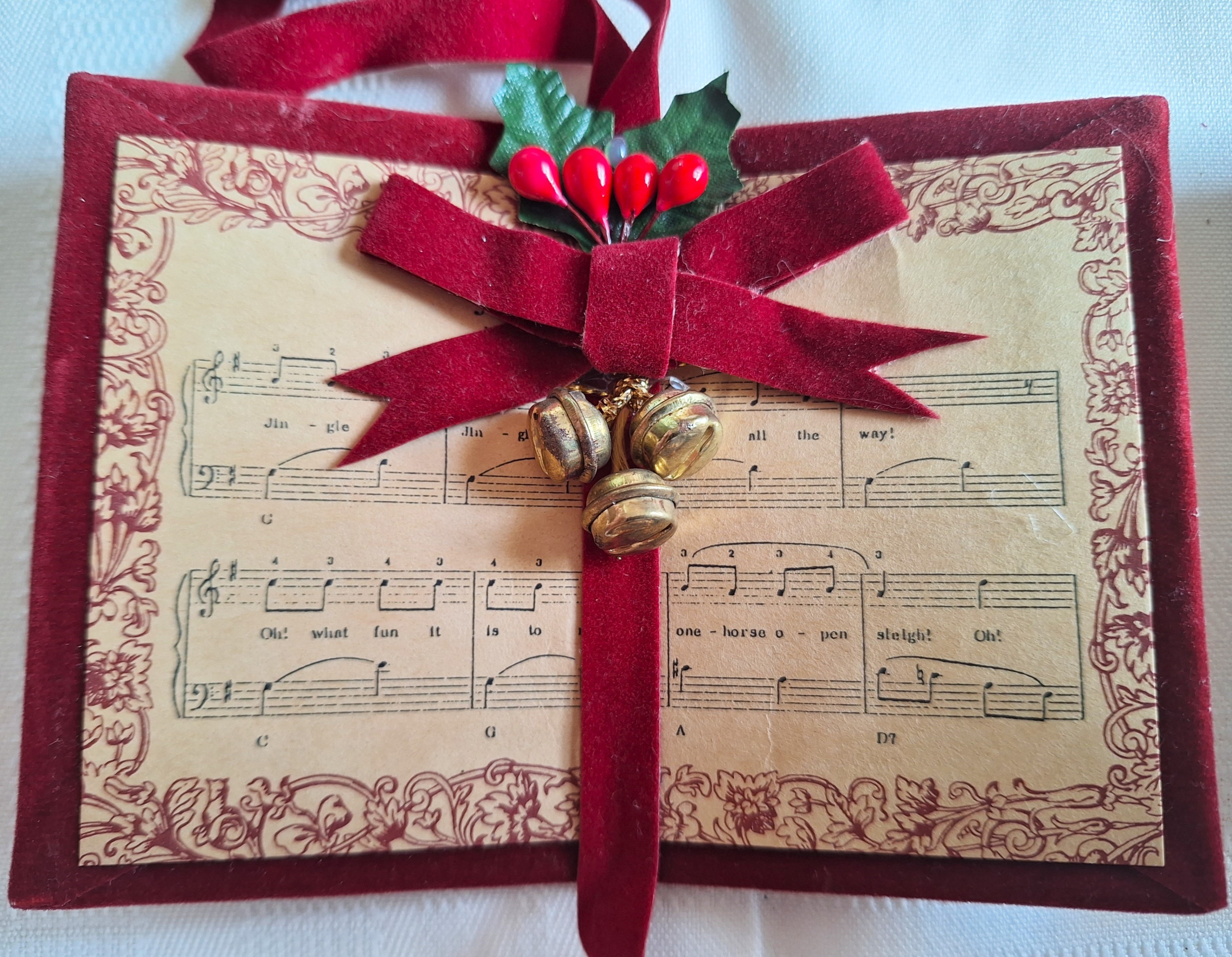 Lot of 6 Vtg 70's Red Velvet Musical Tree Ornaments from Sears - photo 2