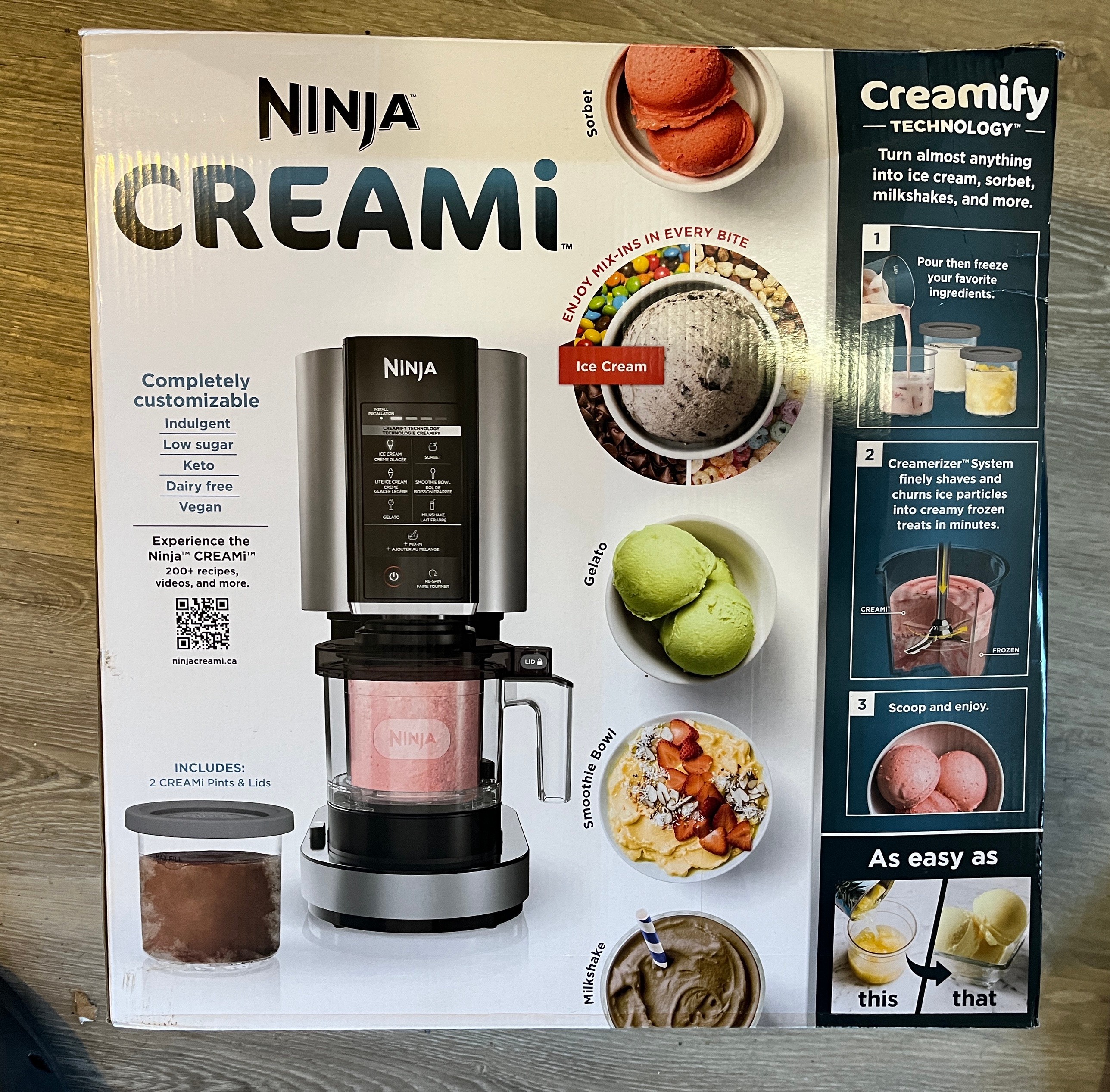 Ninja CREAMi Ice Cream Maker – 7 Programs, 2 Pints, Box