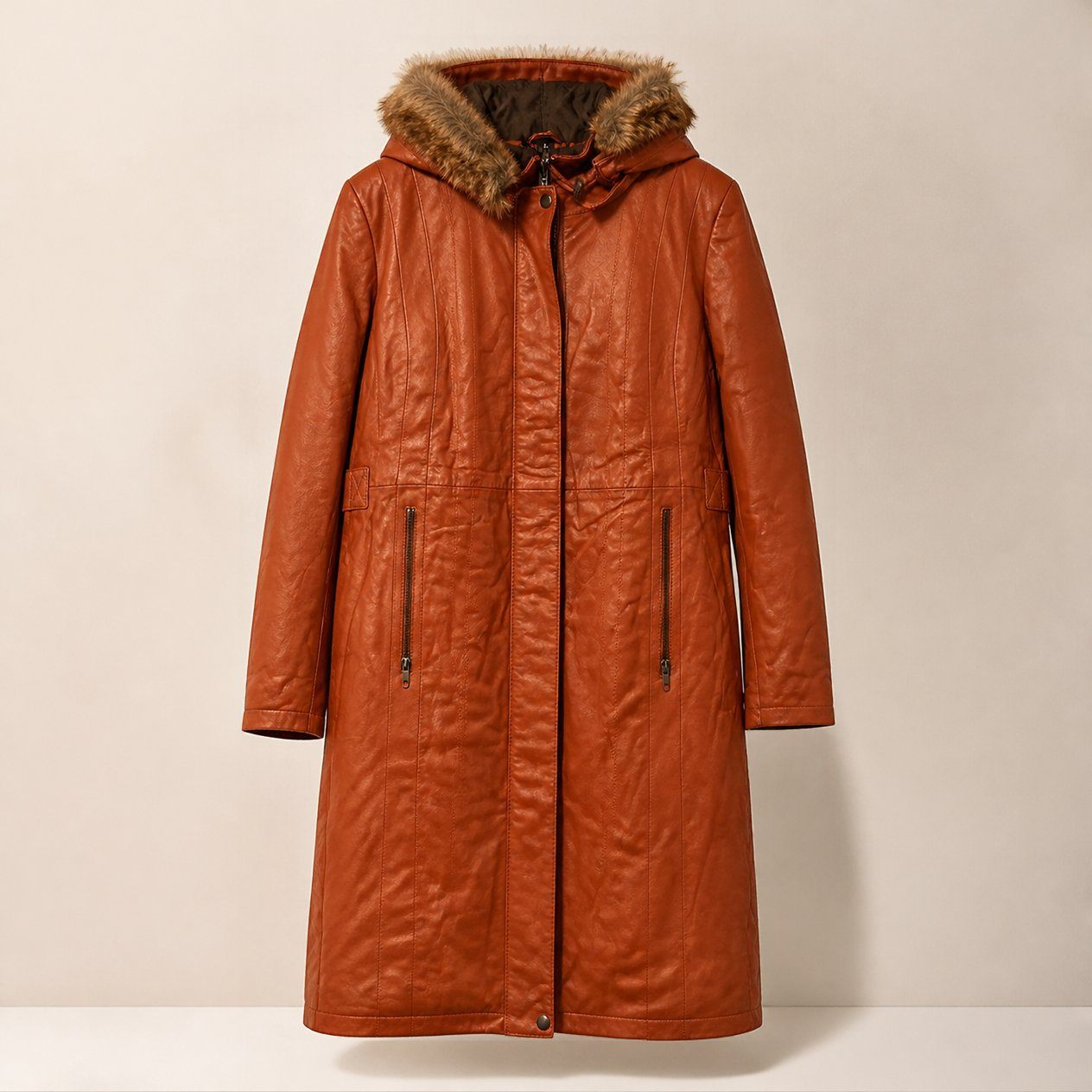 JKT-001 — Women's leather hooded long coat — brand new, size L - photo 5