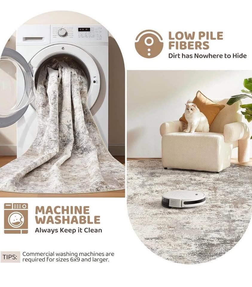 New 6ft Round Area Rug Carpet Washable Low Pile - photo 4