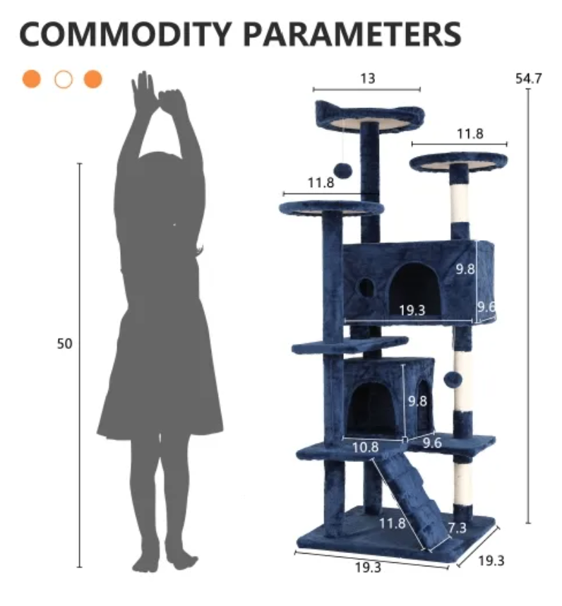 Cat Tree 54.7" 🐱 Brand New –Multi-Level Tower, Scratching Posts - photo 3