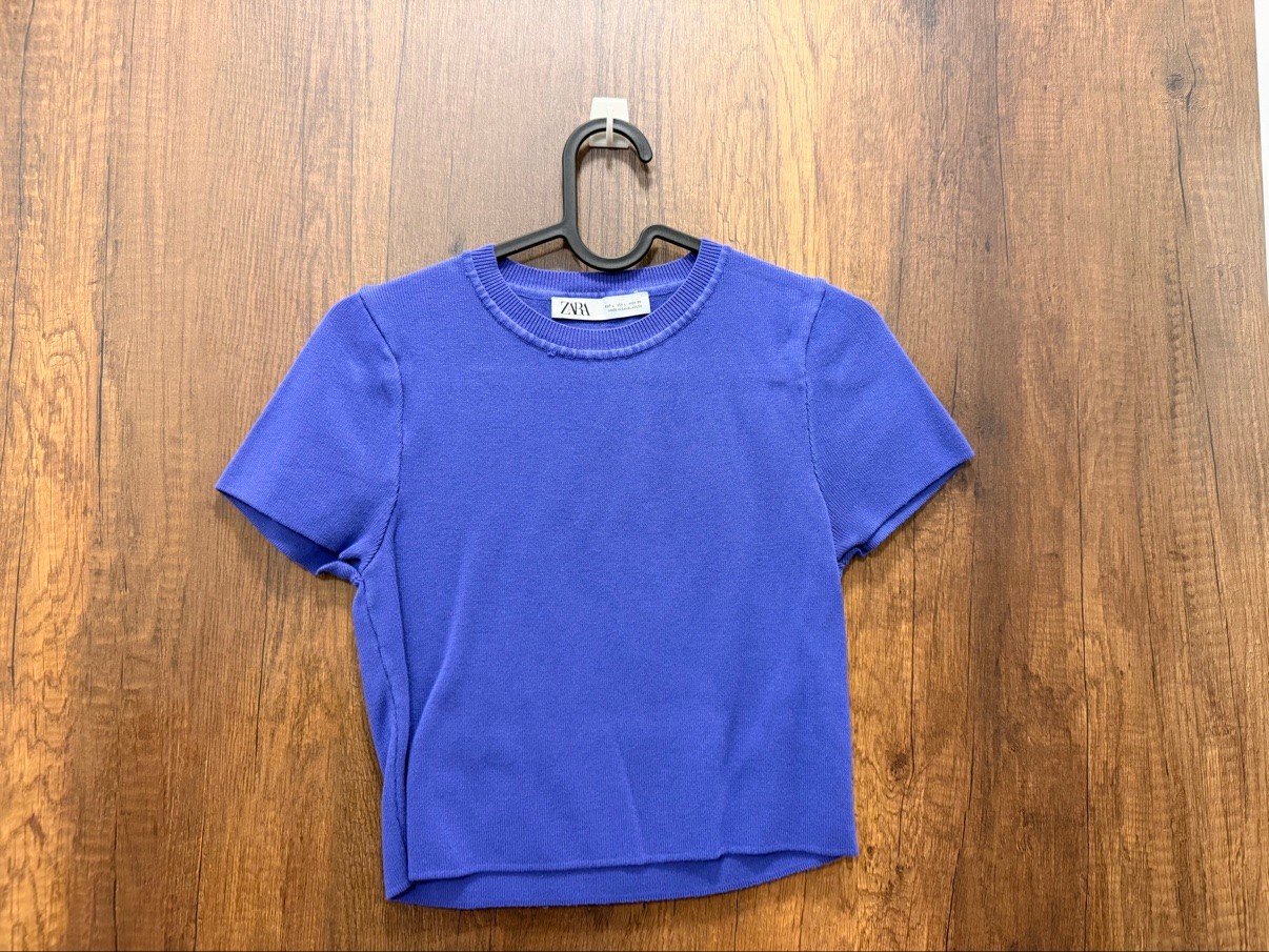 Zara Periwinkle-Blue Crew-Neck Knit Top, Size L - photo 2