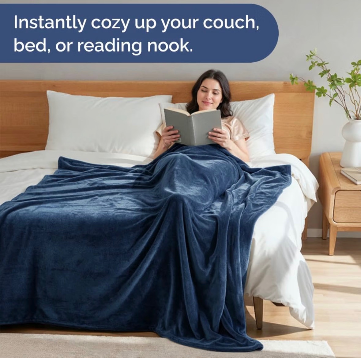Queen Fleece Blanket Ultra-Soft Warm, Navy - photo 2