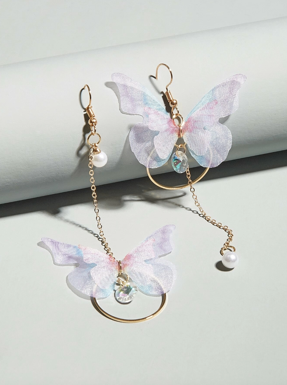 Butterfly Dangle Earrings with Pearls - photo 4