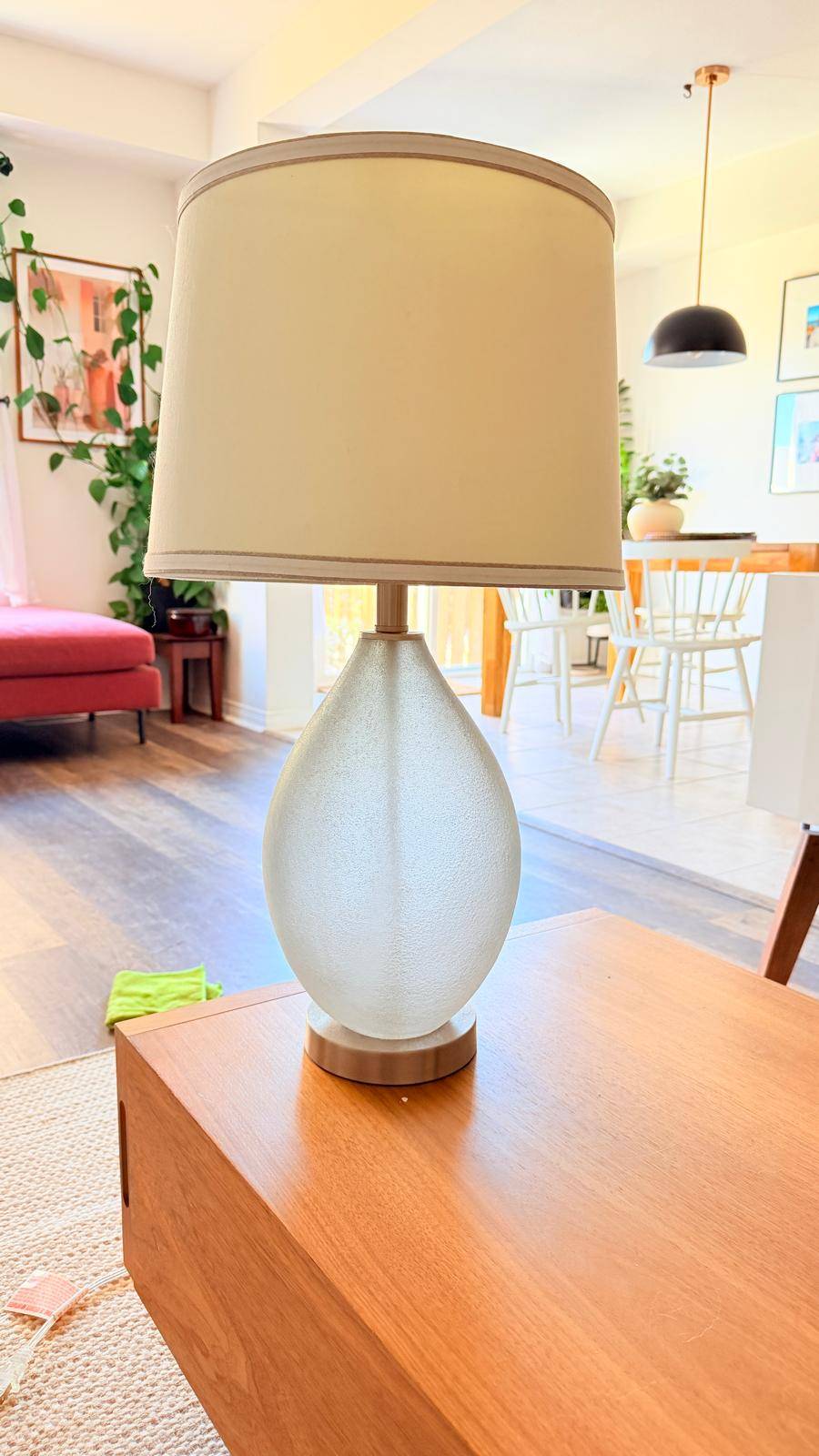 26-Inch Table Lamp with Textured Base & Cream Shade