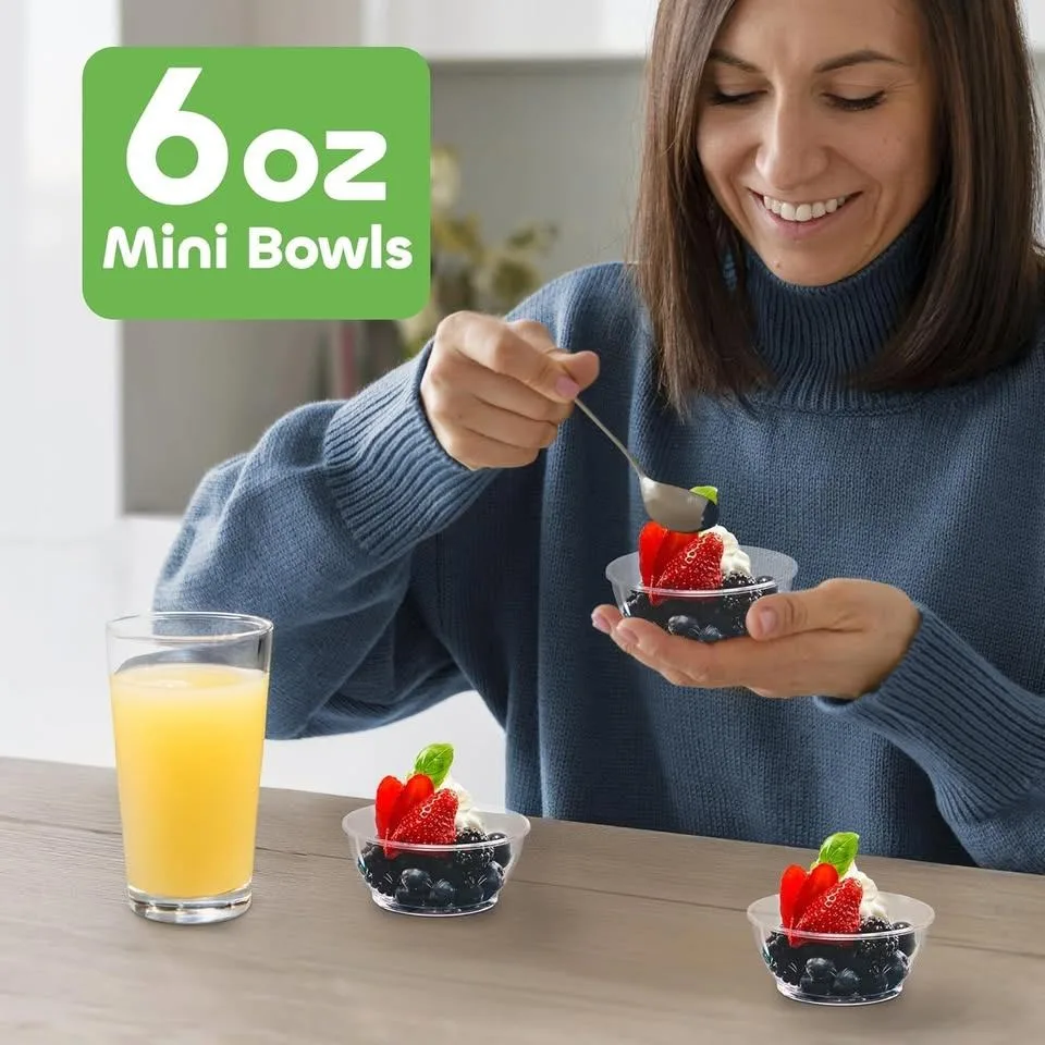 Disposable Bowls - (Bulk 100 Pack) 6 Oz Premium Hard Plastic - photo 3