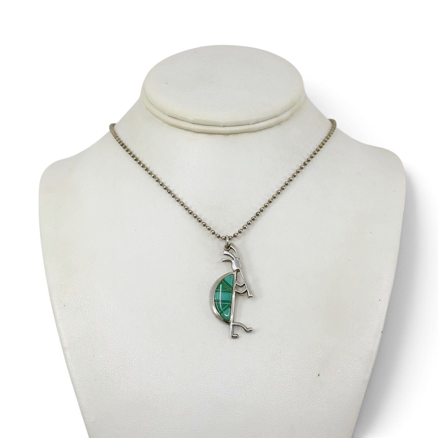 Navajo Sunburst Teme sterling silver Turquoise Kokopelli pendant - photo 3