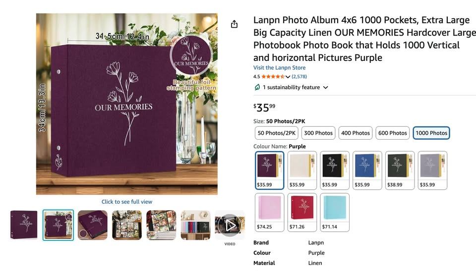 Photo Album 4x6 1000 Pockets, Hard Cover Good For Gifting (New) - photo 3