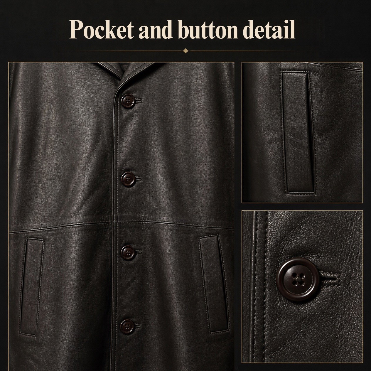 JKT-044 — Men's Santiago 3/4 leather coat — brand new, size 3XL - photo 5