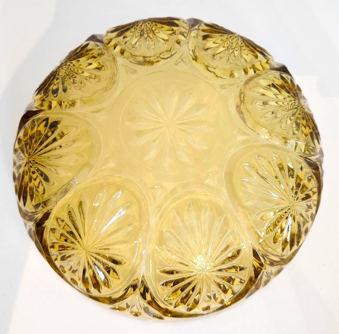 Vintage Anchor Hocking Starburst Medallion Amber Glass 8" Bowl - photo 3