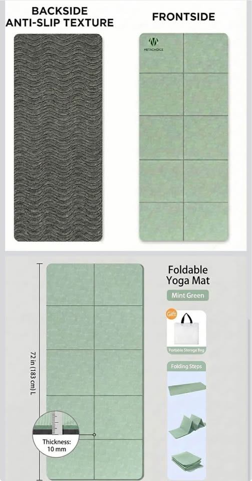 Foldable Yoga mat 10 mm Thick Extra Wide 72"x28" Gym Mat (New) - photo 3