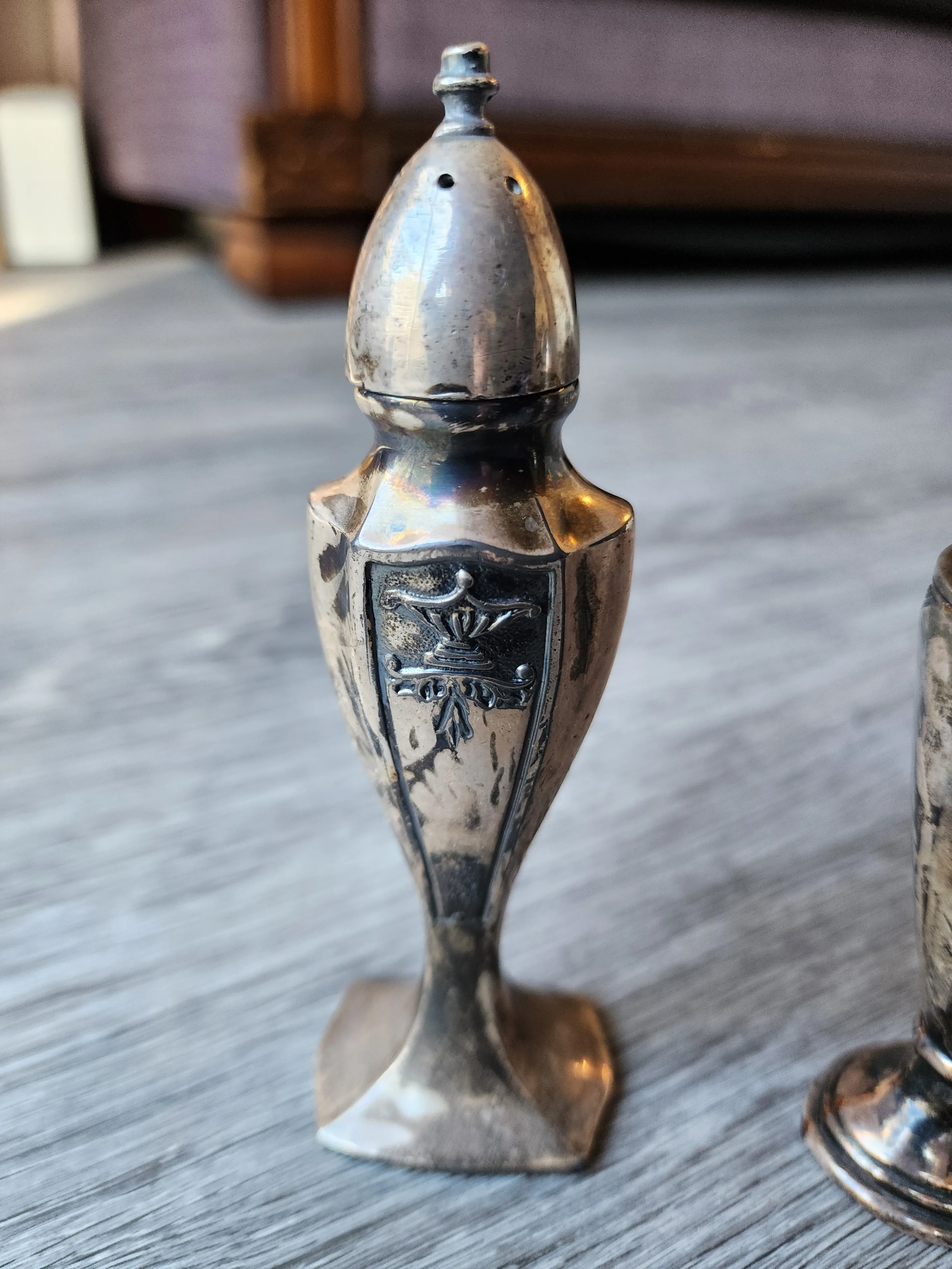 Vintage Silverplate Zinc Salt & Pepper Shakers 2 Pairs - photo 4