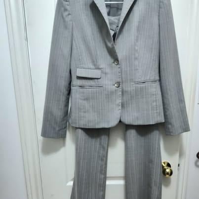 Women's Light Grey Pin Stripe Calvin Klein Suit