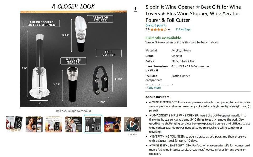 Sippin'It Wine Opener ✮ Best Gift for Wine Lovers