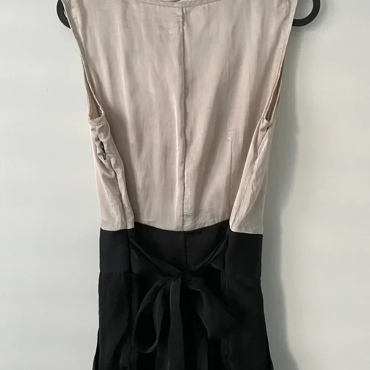 Allen Solly Vintage Silk A-Line Dress – Size M, Beige/Black - photo 4