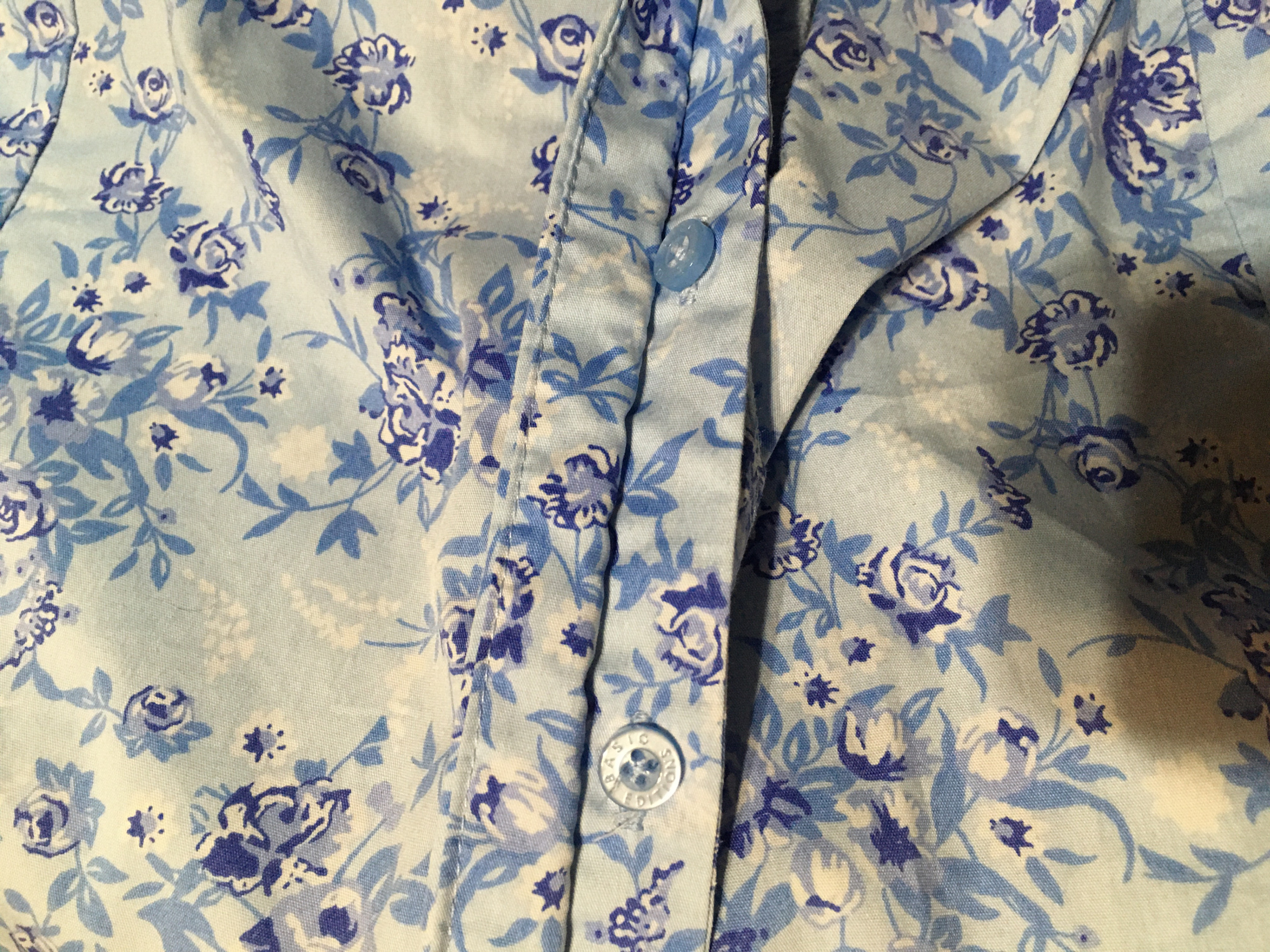 BASIC EDITIONS WOMAN BUTTON UP SHIRT FLORAL BLUE FLOWERS 1X - photo 4