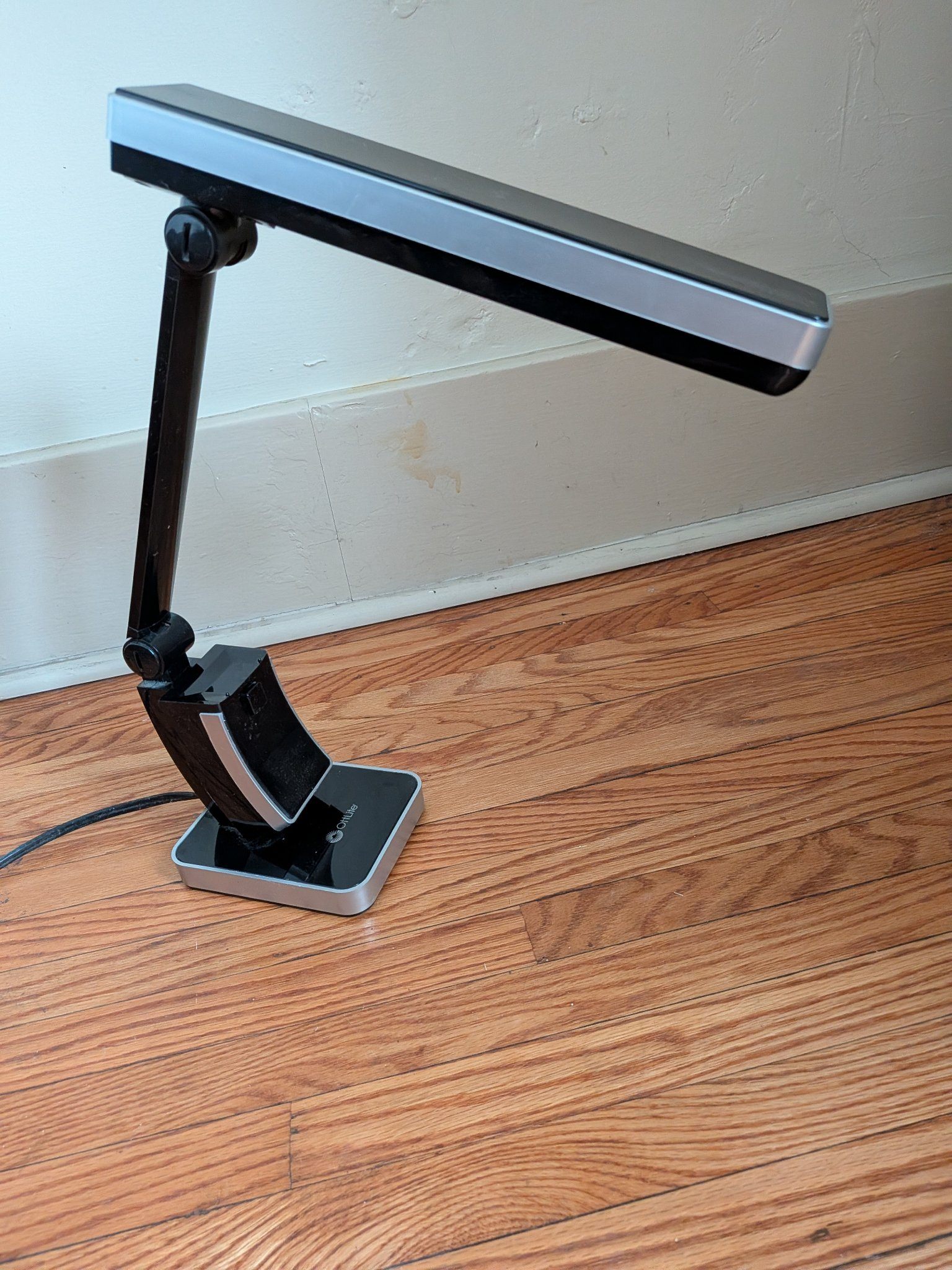 OttLite Adjustable Desk Lamp, Black and Silver