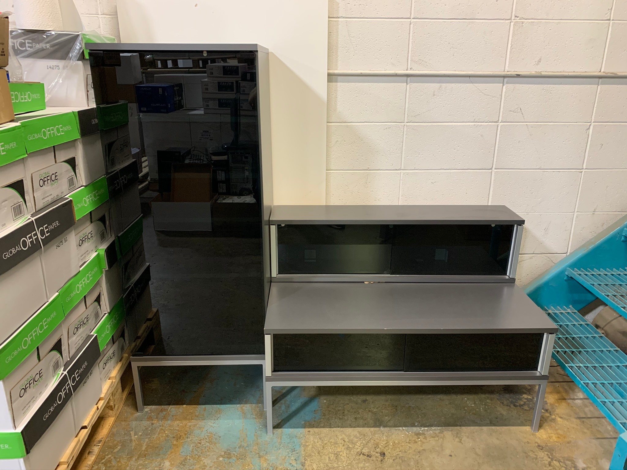 Modern Grey TV Entertainment Unit with Matching Storage Cabinets - photo 2