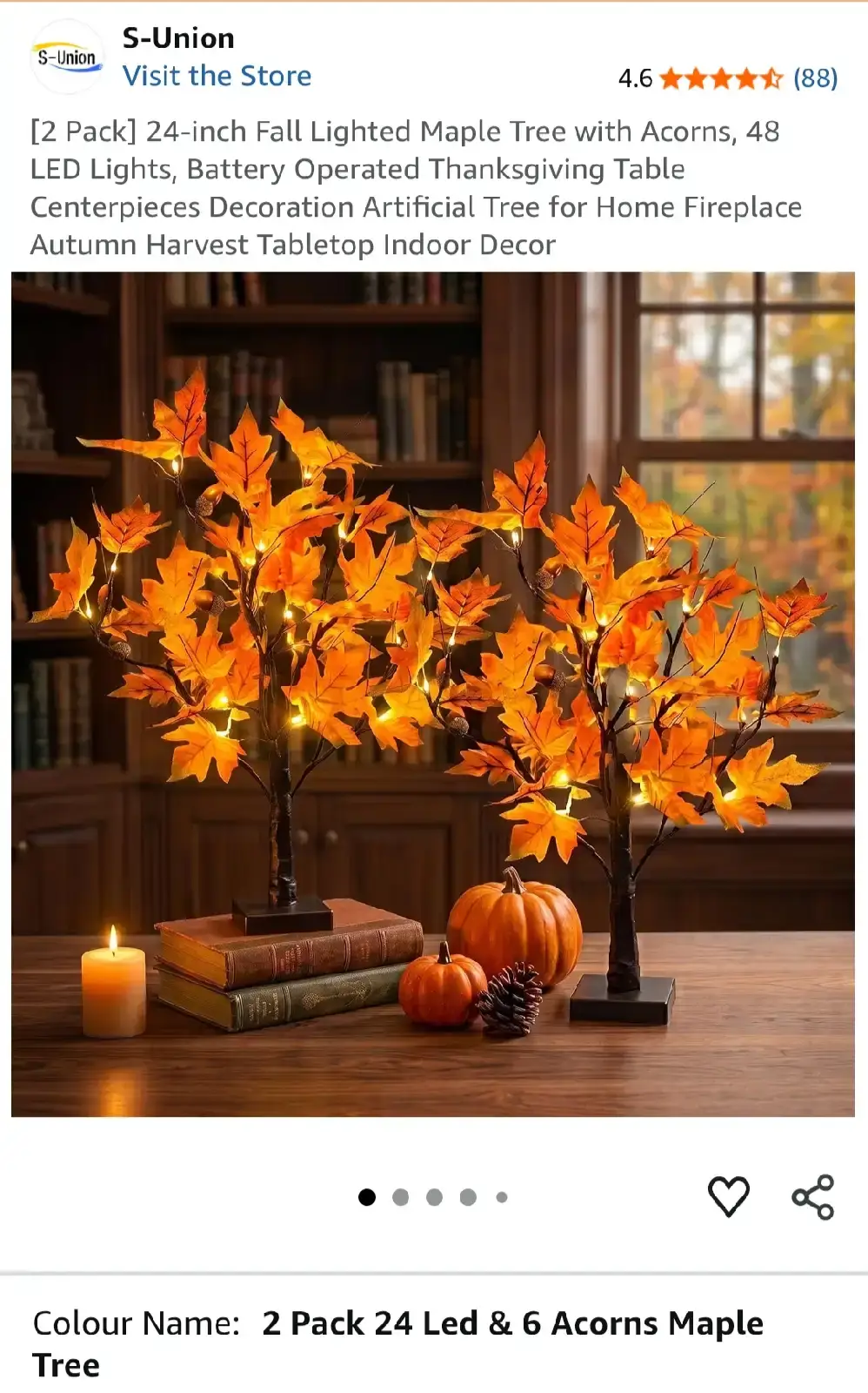 S-Union 2 Pack Lighted Maple Trees