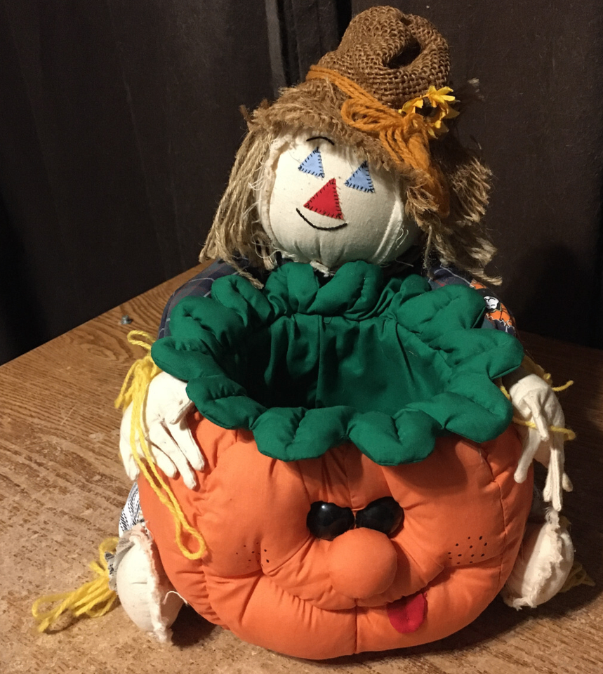 JOELSON PUMPKIN SCARECROW HALLOWEEN CANDY BOWL & PUMPKIN BASKET - photo 2