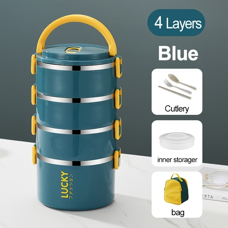 1 set of stainless-steel reusable lunch box with lunch bag - photo 2