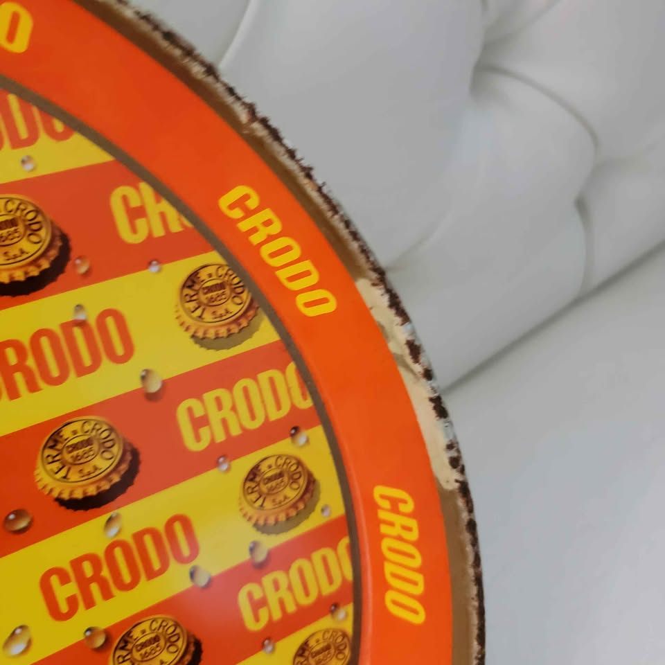 vintage Crodo metal advertising tray featuring a repeating - photo 4